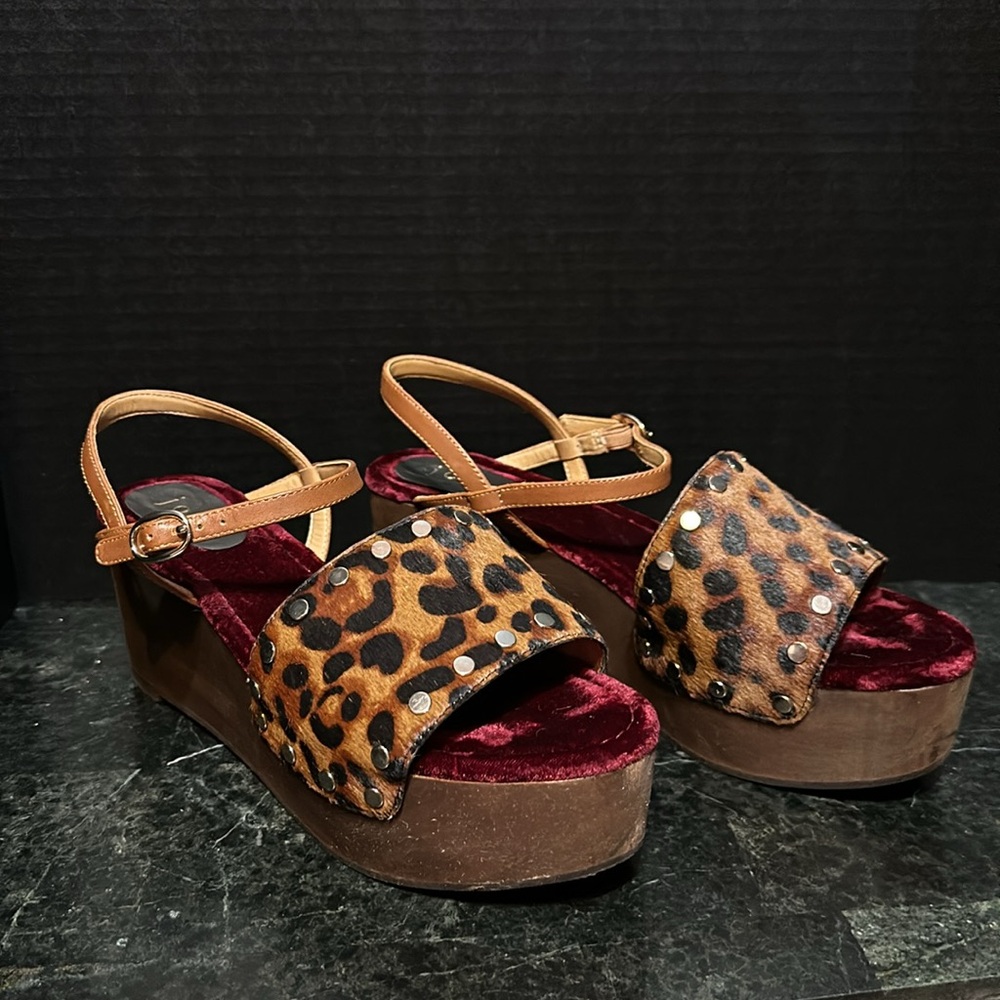 Joie Galla Genuine Calf Hair Leopard Print Sandal Size EU 38 US 7.5